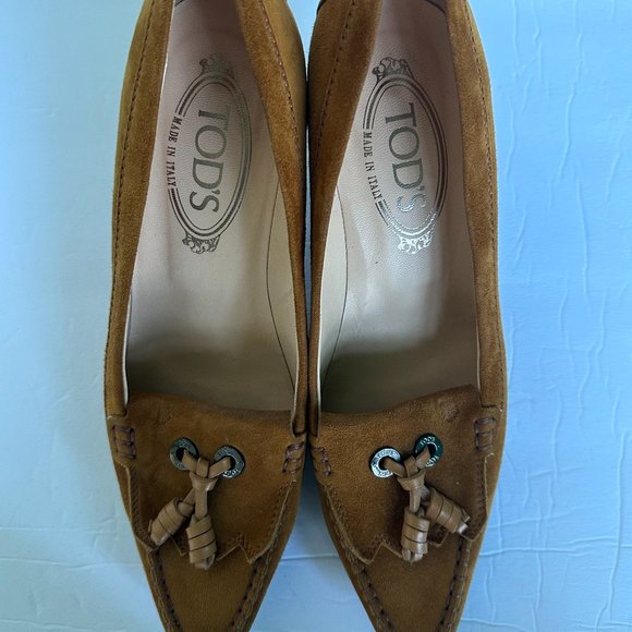 NEW TODS WOMEN'S DESIGNER MOCCASIN SHOES BROWN SUEDE LEATHER PUMPS Shoes Women's